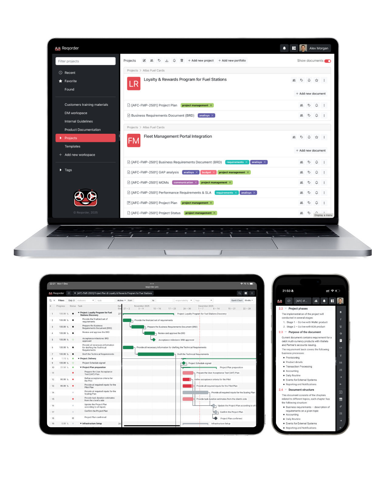 Reqorder on laptop, tablet and phone
